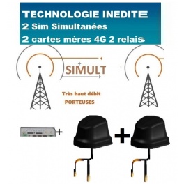 kit ProBOOSTEUR&copy;  Routeur 4G+ porteuse Europe &eacute;tendue , 4g+ BOOST 2 FORFAITS SIMULT avec antennes mini d&ocirc;me aerian eco  2X2 2X2 