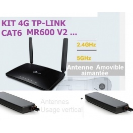 Proboosteur Routeur WIFI Van  Routeur Wifi portable 4 G CAT6 tp-link + 2 X Antenne Externe Aimant&eacute; verticaux (paroi)