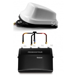 Kit 2025 Proboosteur 4G Future 2 SIM 5G + 4G  antenne requin 4X4 blanc 1M Semi eco, technologie 4 fr&eacute;quences ext&eacute;rieures