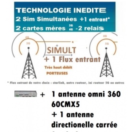 kit ProBOOSTEUR&copy;  Routeur 5G+4G+ porteuse Europe &eacute;tendue ,5G+ 4g+ BOOST 2 FORFAITS SIMULT avec 2 antennes 2X2 (directionelle et 
