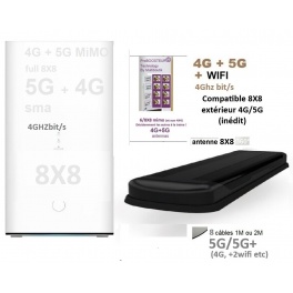 kit ProBOOSTEUR&copy; 8X8 4G CAT20 +5G 4 GBit Europe+Monde 2 SIM (eco) (8antennes ext&eacute;rieures 4G + 5G  8X8 mimo sma Premium, SIMULT