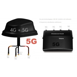 Kit 2025/2026 Proboosteur 4G Future 2 SIM 5G + 4G  antenne requin noire 4X4 rabaiss&eacute;e, technologie 4 fr&eacute;quences ext., 1,5M&egrave;tres