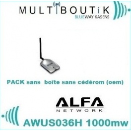 Awus036H carte Wifi USB Alfa Network 1000 mW et antenne 5 dBi